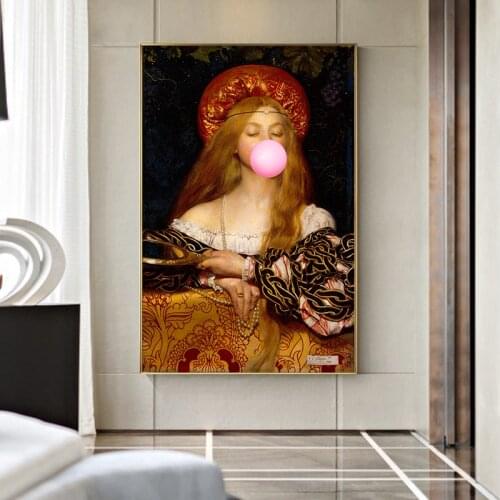 Classic Portrait Bubble Girl Oil Painting on Canvas Poster and Print Wall Art Pictures for Home Decoration