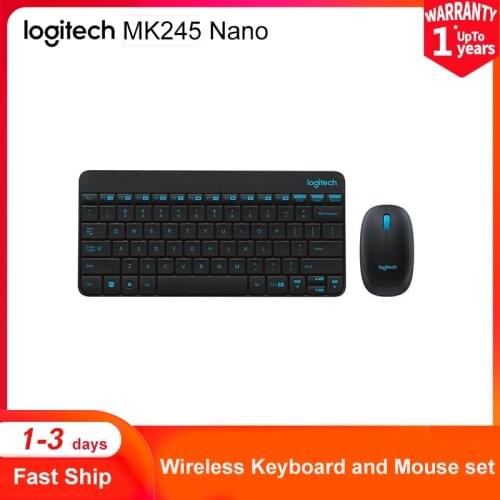 Logitech MK245Nano Wireless Keyboard and Mouse Combo Compact Keyboard 2.4GHz Wireless technology plug and play classic and simpe