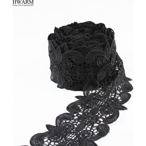 Black african lace fabric ribbon wedding decoration trim DIY 10yard 10.5CM Garment Lace Polyester Ray WaterSoluble Bar Code Lace