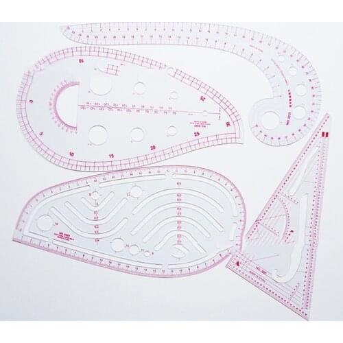 Sewing Ruler 4 Pcs/Set Metric Ruler Curve Pattern Grading Ruler Dressmaking Drawing Drafting Measure Template