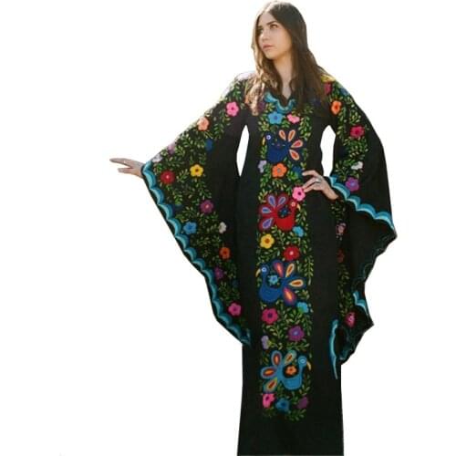 Tilapia Fashion Bohemian Style Long Print Floral Dress African Robe Bazin Riche Batwing Empire Lady Clothing Gown