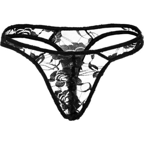 Mens Sexy Thongs Erotic Lace Sex Underwear Porno Mens Sexy Lingerie Transparent Sissy Briefs Male Jockstrap Temptation Panties