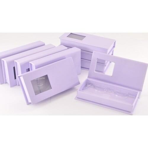 Wholesale Eyelashes Box Package Lash Boxes Packaging Case Customize Faux Cils 25mm Mink Lashes Storage Lavender Case Bulk Vendor