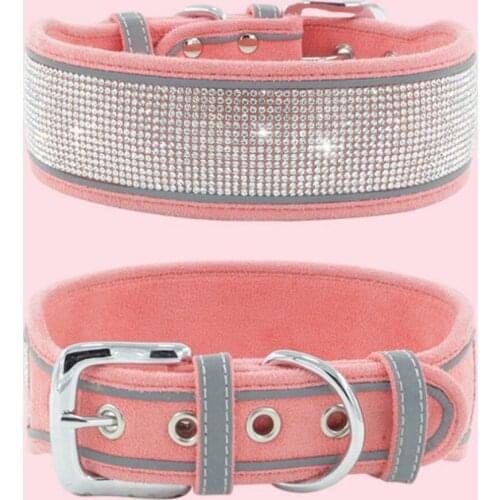 2021 New Pet Dog Cat Bling Rhinestone Reflective Collar Pet Accessories Crystal Diamond Necklace Neck Strap For Small Large Dogs