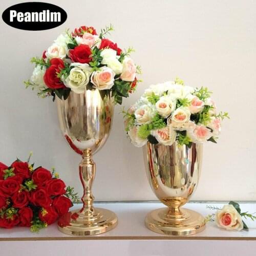 PEANDIM Flower Vases Wedding Decoration Table Centerpieces Flower Rack Artificial Flowers Holder For Home Party Decor 10pcs/lot