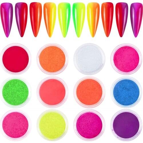 Nail Art Powder Neon Eyeshadow Pigment Powder 12 Colors