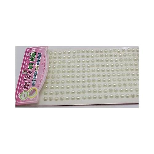 3 Sheets of 200pcs Ivory Stripe Self-Adhesive Acrylic Pearls Stickers Stick On