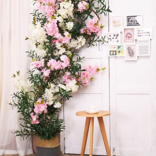 98CM Silk Cherry Blossom Artificial flowers Sakura tree stem Plastic Plants Fake Flower Branches Wedding Home Party Decoration
