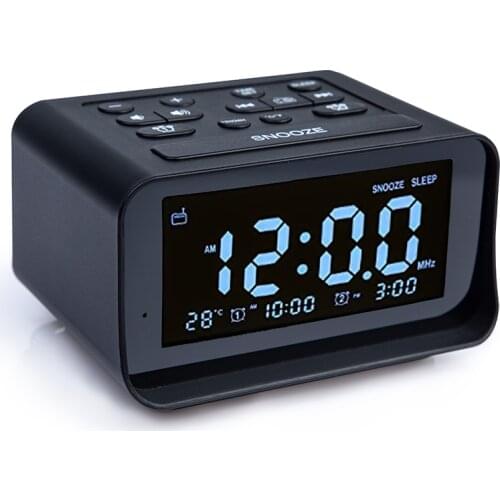 LED Digital Bedroom Alarm Clock with Usb Charging Port Clock Control Radio Temperature Electronic Desk Clock