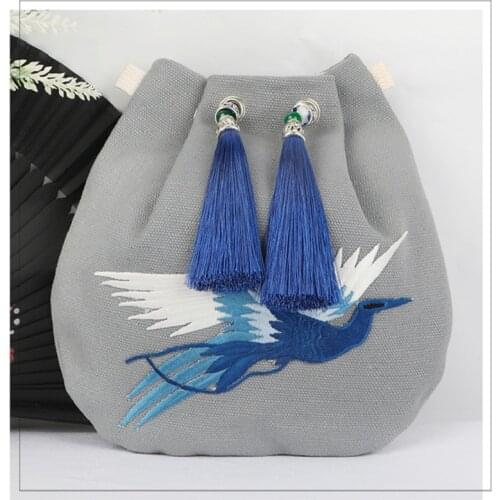 Vintage Bucket Canvas Women Handbags Embroidery Girls Shoulder Bag Luxury Womens Bag Ladies Tassel Women Messenger Bag 2021 New