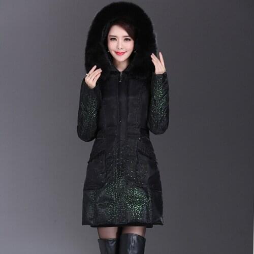 High Quality Real Fur Female Winter in the new middle-aged down jacket, women white duck down sundae feather thick coat L-5XL