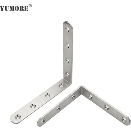 YUMORE 50PCS Corner Brace Stainless Steel Brackets 90 Angle Joint Fastener Shelf Support for Furniture Cabinet Screens Wall