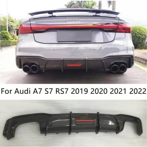 For Audi A7 S7 RS7 2019 2020 2021 2022 Real Carbon Fiber Rear Diffuser Lip Spoiler High Quality Car Bumper Accessories