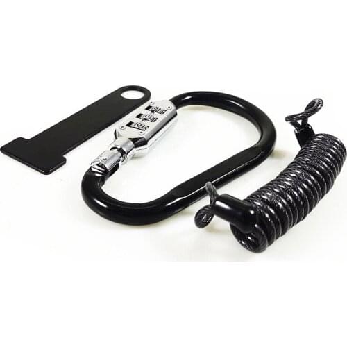 Motorcycle 3-Digit Helmet Security Lock +T-bar+Cable Code Combination Locking Carabiner Dual Sport bike Atv Scooter Cruiser