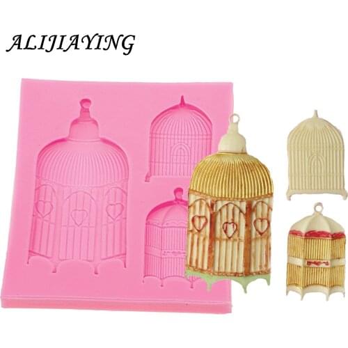 1Pcs Birdcage Design Fondant Silicone Cake Molds Tools Soap Chocolate Mould baking Bakeware mold D0584