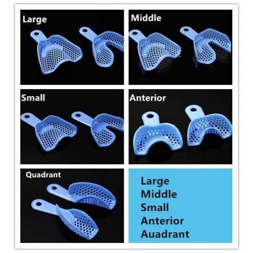 10Pis/Set Dental Impression Trays Plastic-Steel Large Medium Small Quadrant Anterior For Denture Teeth Pair Upper Lower