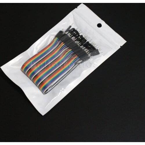 100 Pcs/Lot Hellotronics Premium 40Pins 200mm Male/Male With White Ziplock Packing Breadboard Jumper Wires