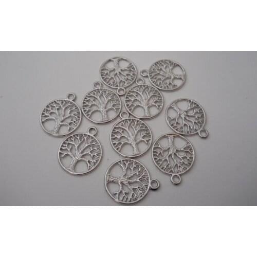 150 Tree Charms,Silver DIY Supplies, Metal Craft Jewelry Findings,Tibetan Silver,Hollow out necklace pendant