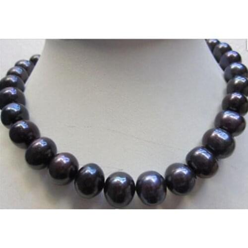 18 INCH HUGE REAL 10-11MM SOUTH SEA BLACK PEARL NECKLACE