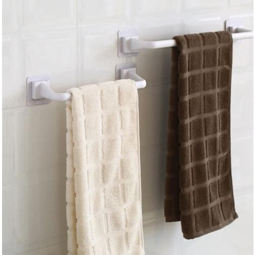 Home Punch-Free 2Pcs Towel Holder Bathroom Towel Rack Kitchen Bathroom Towel Bar Hardware Parts Sucker Wall Shelves Accessories