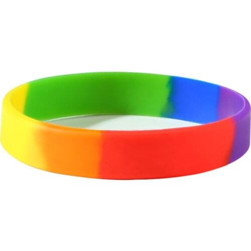 2021 LGBT Trendy Sports Wristband Silicone Material Rainbow Personalized And Charm Bracelet Suitable For Coupless Accessories
