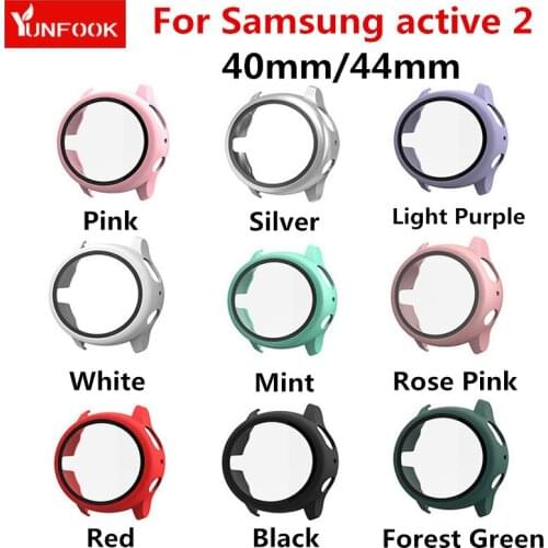360 Full Screen Protector Bumper Frame PC Case For Samsung galaxy watch active 2 40mm 44mm Cover Tempered glass film+Case
