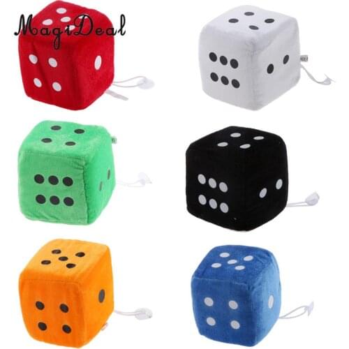 MagiDeal 4 Inch Plush Dice Car/Window Hanger Soft Stuffed Toy with Sucker for Window Sticky Decor Party Travel Club Toy 6Colors