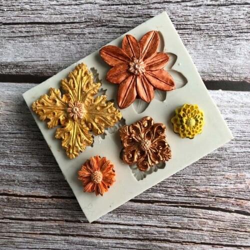 Aouke Flowers Silicone Decorating Molds Cake Silicone Mold Sugarpaste Candy Chocolate Clay Mould D136