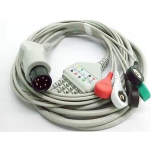 Free Shipping Generic AAMI 6 Pins One-piece 5 LeadS ECG Monitor Cable Snaps For Monitor Mindray PM7000/8000/9000 AHA .TPU
