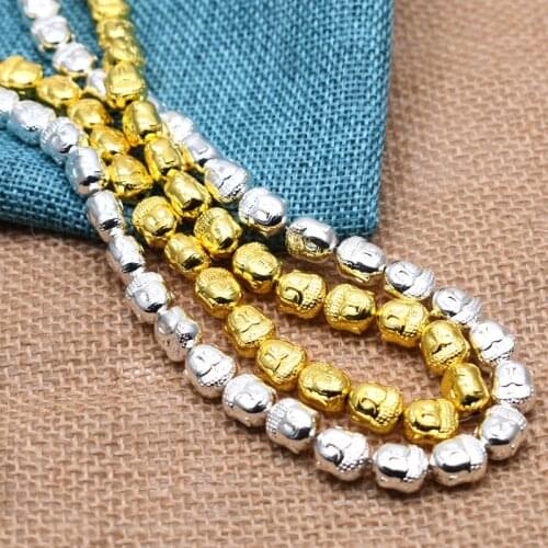 10pcs Tibetan Buddha Head Natural Hematite Stone beads Gold Spacer Loose Beads for Jewelry Making DIY Bracelet Wholesale