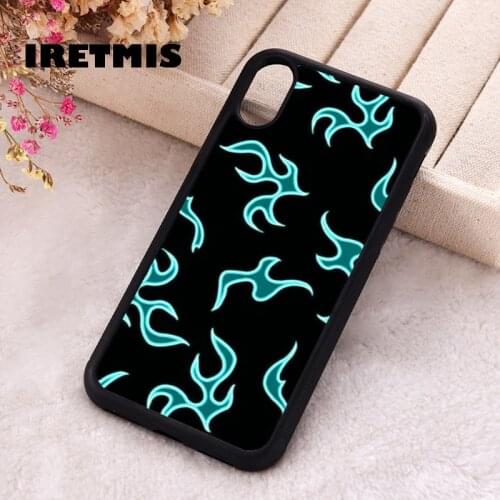 Iretmis 5 5S SE 2020 Phone Cover Case for iPhone 6 6S 7 8 Plus X Xs XR 11 12 Mini Pro Max Rubber Silicone BLACK BLUE FLAME