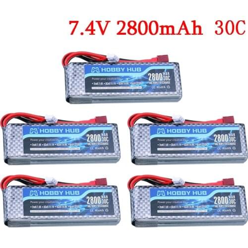 For 144001 Car 2s 7.4V 2800mAh Upgraded Lipo Battery T Plug For Wltoys 144001 104001 124019 12428 RC Car Boat Battery Parts