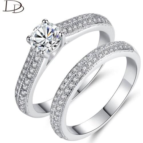 DODO Double Rows AAA Zircon Sets Rings For Women Luxurious Wedding Ring Delicate Fashion Jewelry Anillos Mujer Wholesale R468
