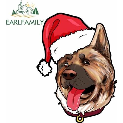 EARLFAMILY 13cm x 9.7cm For Akita Dog Christmas Refrigerator Fine Decal Auto Car Assessoires Stickers Anime Occlusion Scratch