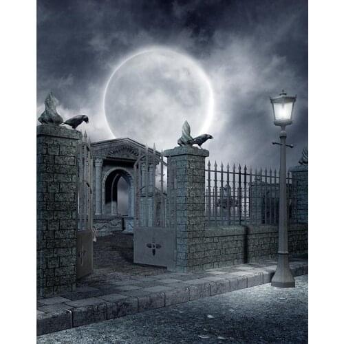 Photography Backdrops Gray Brick Wall Floor House Strange Night Halloween Backgrounds for Photo Studio Party Vinyl Photophone