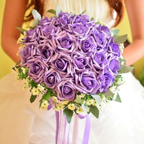 Hot Sale Hand Holding flower DIY Wedding Artificial Flower Rose Bud Heads Fake Roses Bouquet Flowers For Home Decoration Wedding