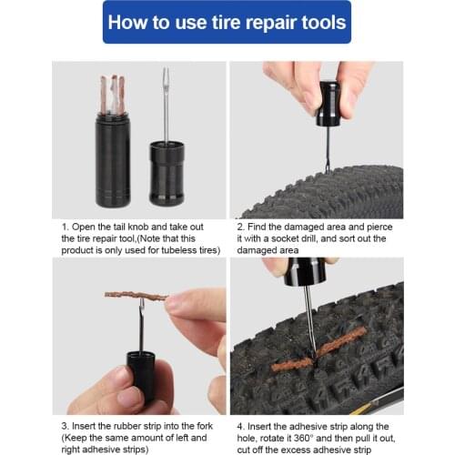 Bicycle Tools Tire Repair Rubber Strip And Bicycle Tire Repair Drill MTB Road Bike Tubeless Repair Tool Simple Restore