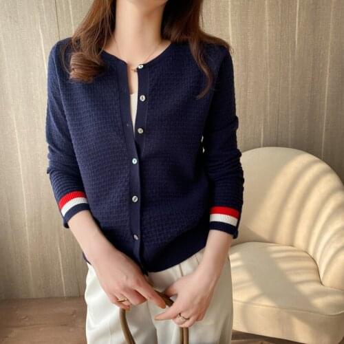 Spring Autum Women Cardigan Warm Knitted Sweater Jacket Pocket Embroidery Fashion Knit Cardigans Coat Lady Loose Sweaters