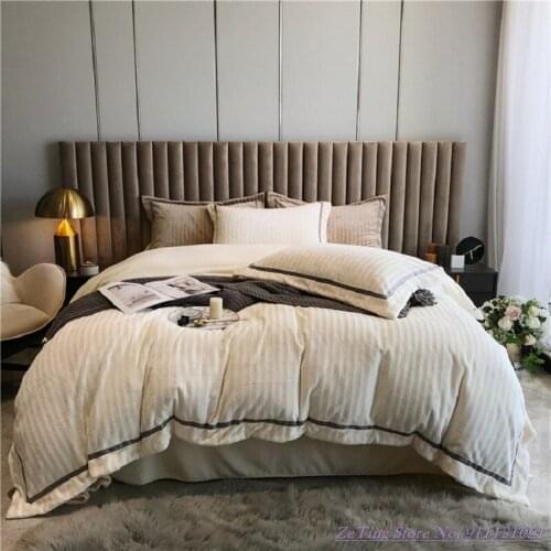 4pcs Bedding Set Light Luxury Style European Milk Velvet Winter Thick Warm Double-sided Coral Velvet Bed Linen Hot Home Textile