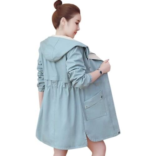 NEW Spring Fashion Coat Women Jacket Pocket Zipper Windbreaker Female Hooded Long Outwear Loose Plus Size Waterproof Top P118