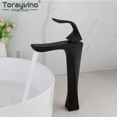 Torayvino Matte Black Bathroom Fuact Basin Sink Single Handle Deck Mounted Faucet Washbasin Hot And Cold Bathtub Mixer Water Tap