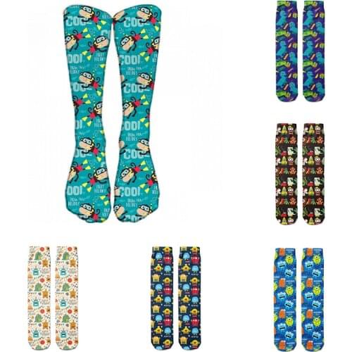 Fashion Cartoon Monkey Cotton Socks Women Men Harajuku Colorful Kawaii Dinosaur Cute Female Socks Casual High Ankle Autumn Socks