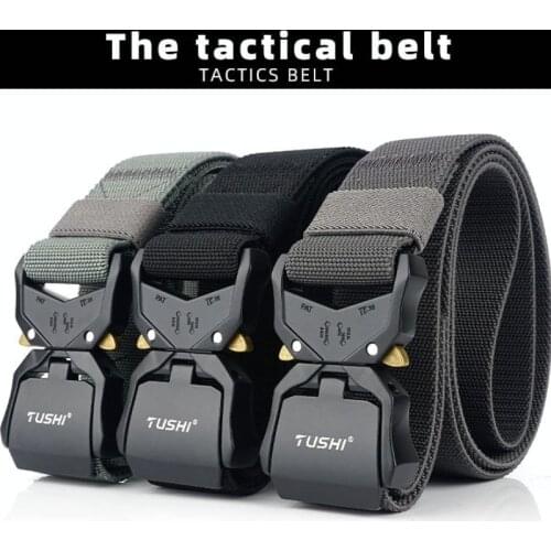 Mens Belt Tactical Belt For Outdoor Hunting Multi Function Alloy Buckle Male Waistband Leisure Belt Quick Release Nylon Elastic