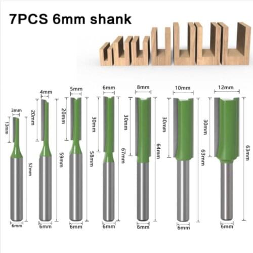 6-handle 7-piece single edge double edge straight cutter trimming machine head factory direct woodworking milling cutter set