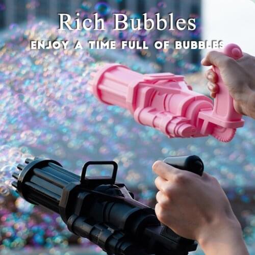 New Gatling Rich Bubble Machine 8 /18 Holes Summer Automatic Soap Water Bubble Machine For Children Kids Toys Bubble Maker