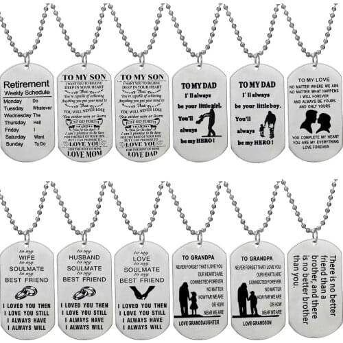 Family Series Beaded Necklace Retirement To My Son Dad Love Husband Wife Lover Grandpa Brother Friend Stainless Steel Necklaces