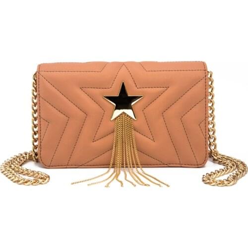 FIRMRANCH Luxury Fashion Golden Star Element Design Metal Tassel High Quality Soft Leather Brand Crossbody Woman Bag