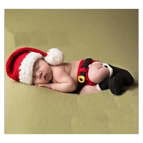 Baby Christmas Hat Newborn Photography Props Baby Girl Beanie Winter Cap Infant Knitted Clothing Baby Photo Props