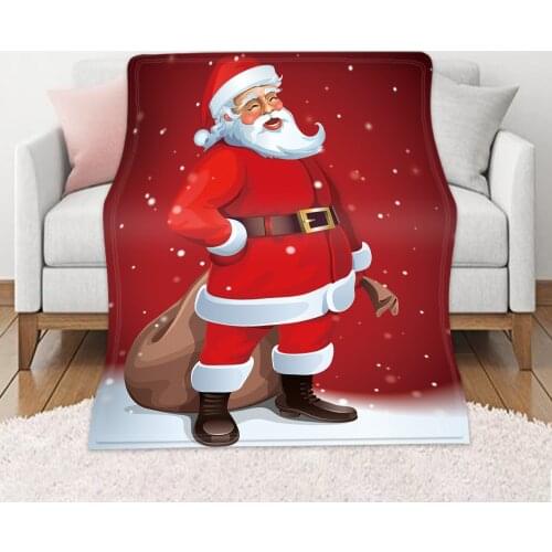 Merry Christmas Flannel Throw Blanket For Bed Couch Sofa Super Soft Warm Plush Blanket Santa Claus Bedspread Kid Gift 59x86Inch