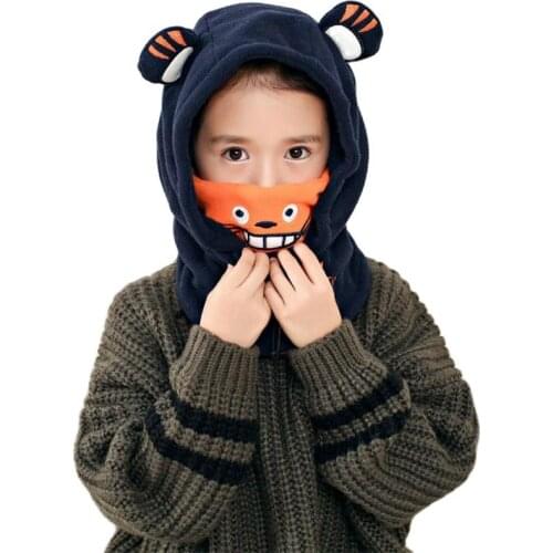 2017 Plus velvet boys Beanies 100%cotton solid Winter hat Baby Child Windproof Thick kids girls Earflap Caps Age for 4-10 years